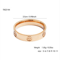 18K Gold, Great Wall Pattern, Four Leaf Flower, Cross Ring For Women