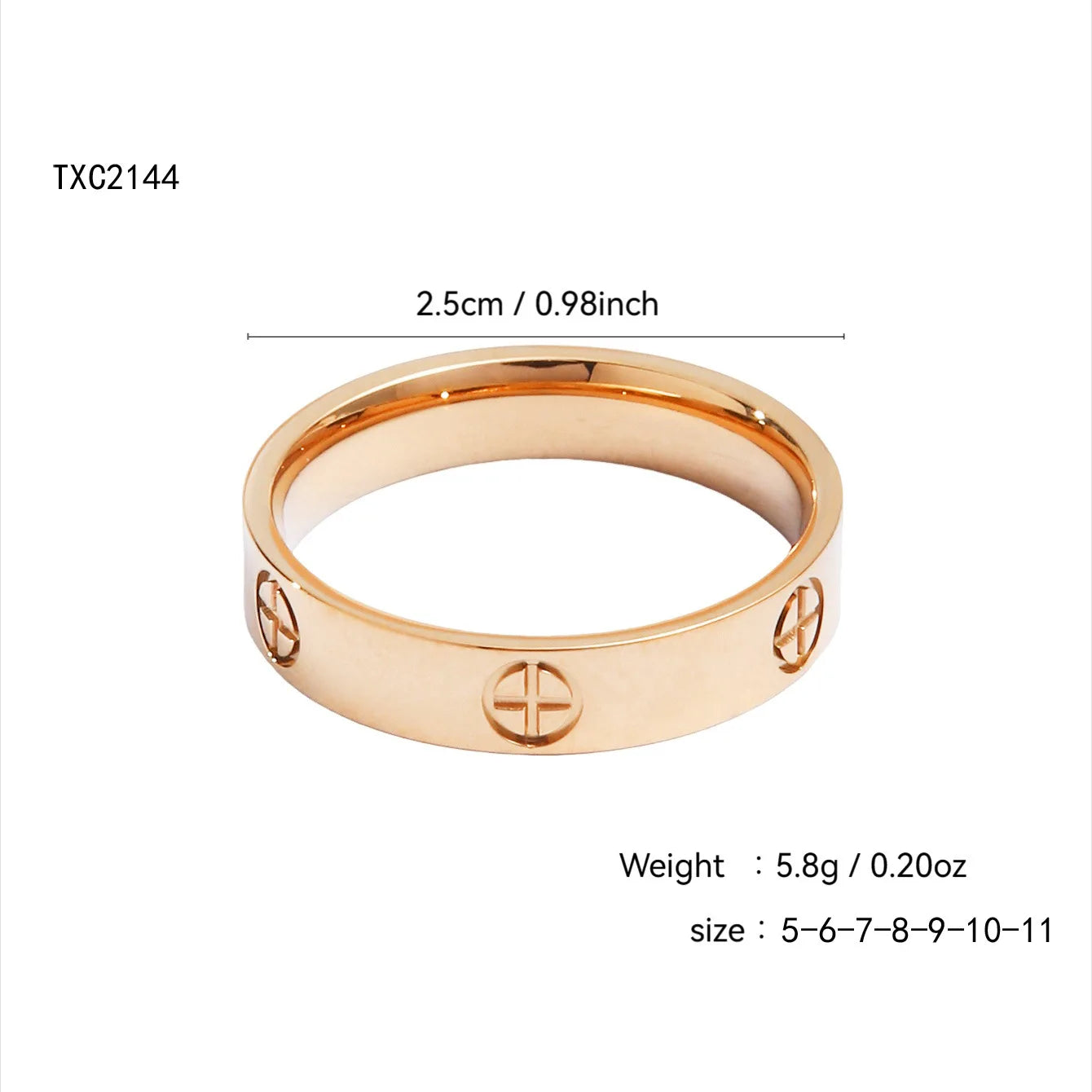18K Gold, Great Wall Pattern, Four Leaf Flower, Cross Ring For Women