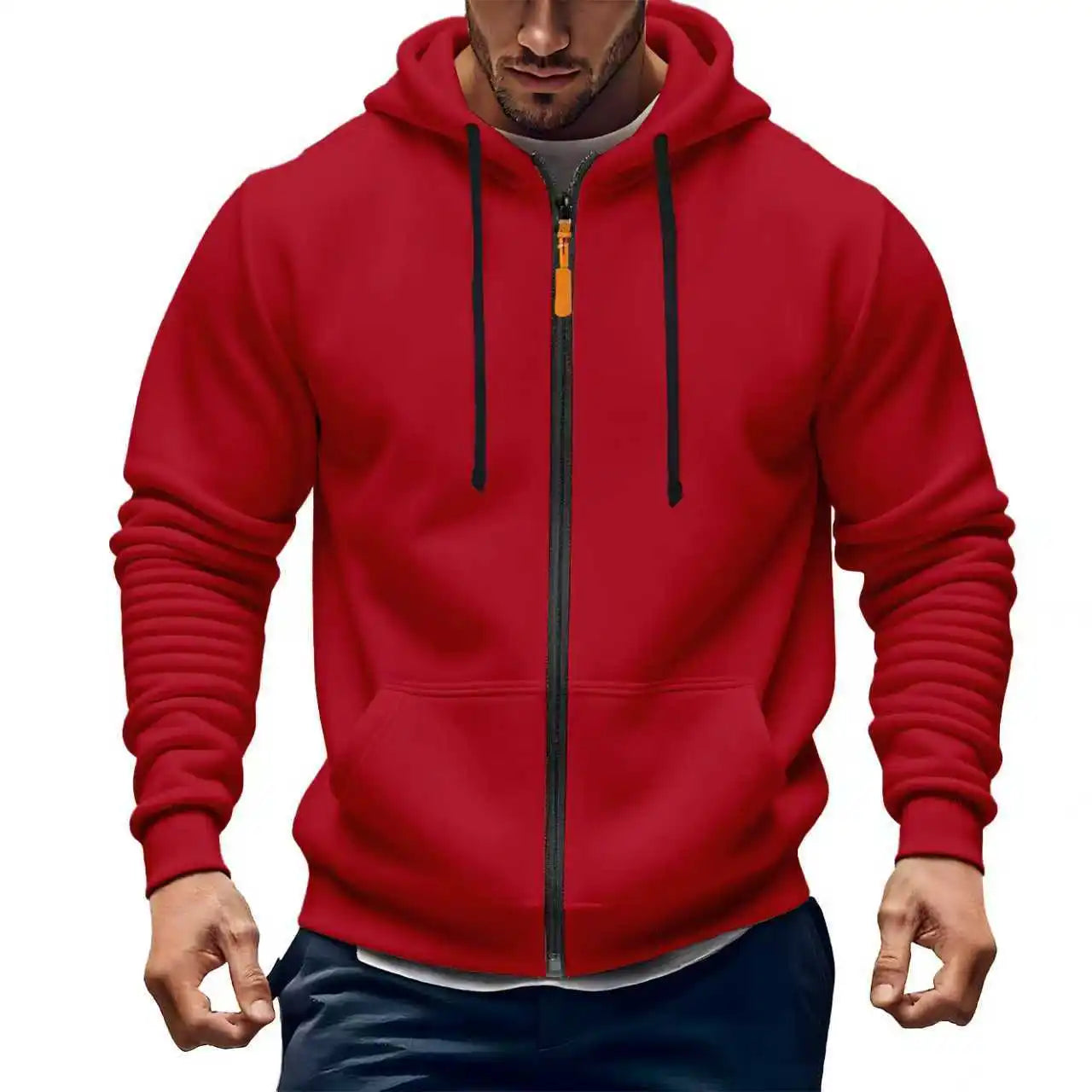 Casual Fashion Men's Solid Color Zippered Sweatshirt