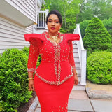 African women's elegant dress Mesh fabric