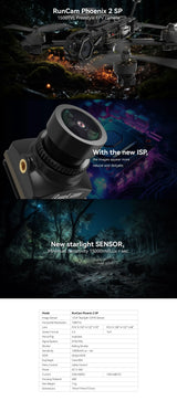 RunCam Phoenix 2 SP V3 Camera DC 5-36V Screen ratio 4:3/16:9 7.5g 19*19*21mm Night View for RC FPV racing drones Quadcopter