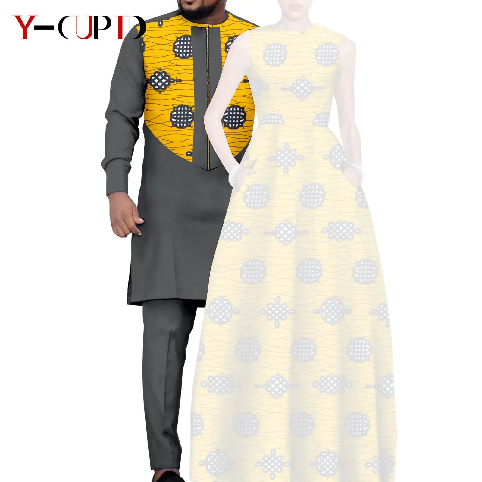 African Dresses for Matching Couple Outfits for Party Vestidos Y23C067