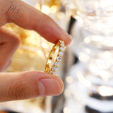 14K 18K Gold Plated Ring S925 Silver Pave Ring White Moissanite Ring