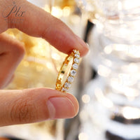 14K 18K Gold Plated Ring S925 Silver Pave Ring White Moissanite Ring