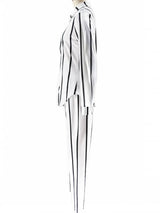 2 Piece B/W Stripe Women Matching Sets