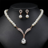 Personality flower Pearl Wedding Necklace Earring