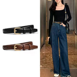 Women's PU Leather Belt with Metal Buckle Casual Simple Waist Strap for Jeans And Dresses Decorative Female Waistband Gift