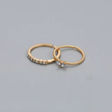 2pcs/set Gold Color Heart Zircon Rings