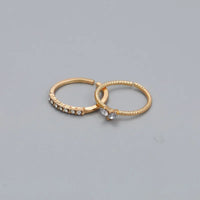 2pcs/set Gold Color Heart Zircon Rings