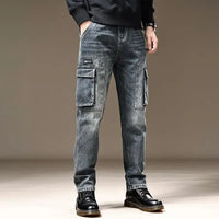 Men Straight Cowboy Cargo Pants with Pockets