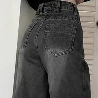 High Waist Gray Goth Straight Leg Pants