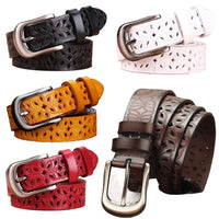 Leather Belts for Woman Belt Vintage Pin Buckle Strap Jeans Hollow Belt