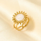 Elegant Ring Enamel Stainless Steel Rings For Women Men Accessories Flower Plant Jewelry Real Gold