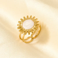 Elegant Ring Enamel Stainless Steel Rings For Women Men Accessories Flower Plant Jewelry Real Gold