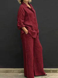 Linen Lapel Two Pieces Set