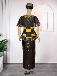 MD African Dresses For Women Embroidery 2PCS Tops Dresses Ankara Rich Robes Traditional Party Wedding Ramadan Church Clothes