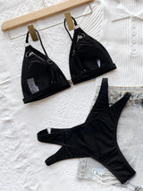 Black Hollow Swimwear Bikinis Set
