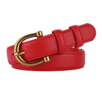 Fashion Women Belt Suede Genuine Leather Skinny Waistband Gold Buckle Wine Red Belts for Jeans Pants Casual