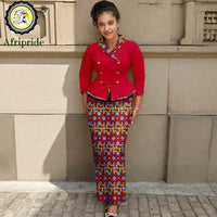 African Clothes for Women Double Breasted Blazer and High Waist Print Skirts 2 Piece Set Outfits Elegant Dashiki Outfits 2526070