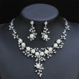 Personality flower Pearl Wedding Necklace Earring