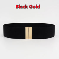 Fashion Women Elastic Band Wide Belts Simple Down Coat Waist Belt Female Buckle Black Strap Dress Decoration Accessories Ladies