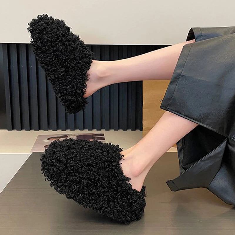 Comfortable Warm Fluffy Plush Velvet Slippers