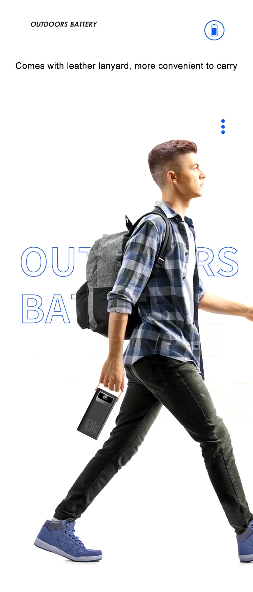 30000mAh 60000mAh Portable Power Bank 120W Fast Charging Power Station Emergency Power Bank LED Charger for Home Camping Phone