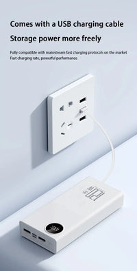 200000mAh 120W Power Bank Large Capacity Super Fast Charge Portable Power Bank With 4 Charging Cables LED Digital Display New