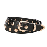 Women Studded Leather Belt Fashion Punk Style Ladies Belts for Jeans Dress Adjustable Waist Belt Rivet Decor