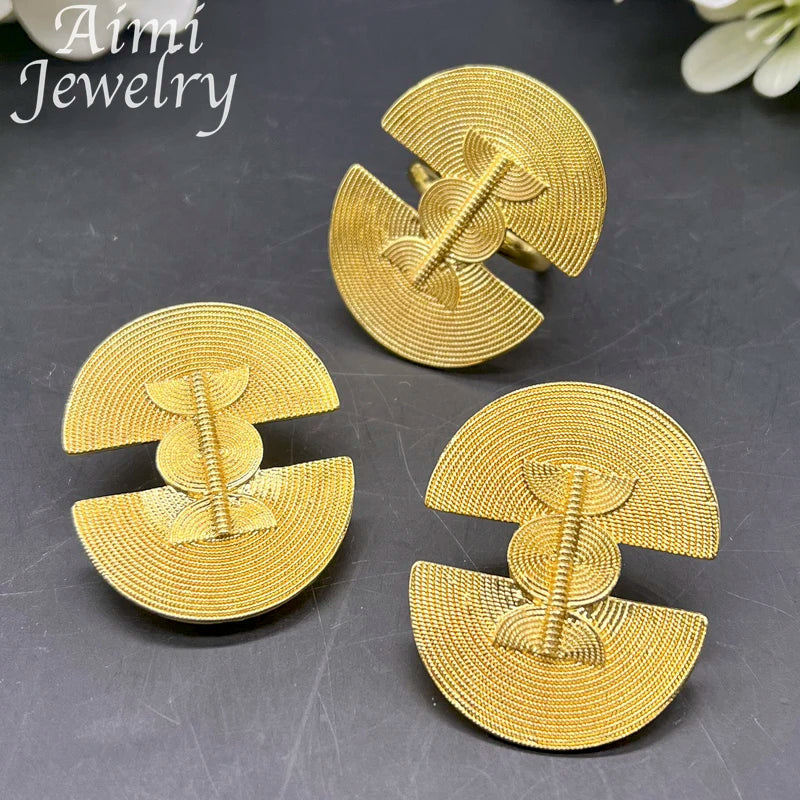 Women Earring Rings 18K Gold Plated