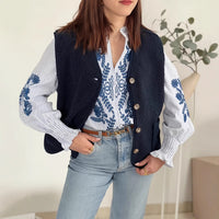 Women's Lambswool Sleeveless Button Vest