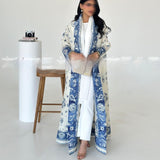 Pleated Trench Djellaba Hot-selling Printed Shawl Cardigan Ethnic Style Cloak Coat