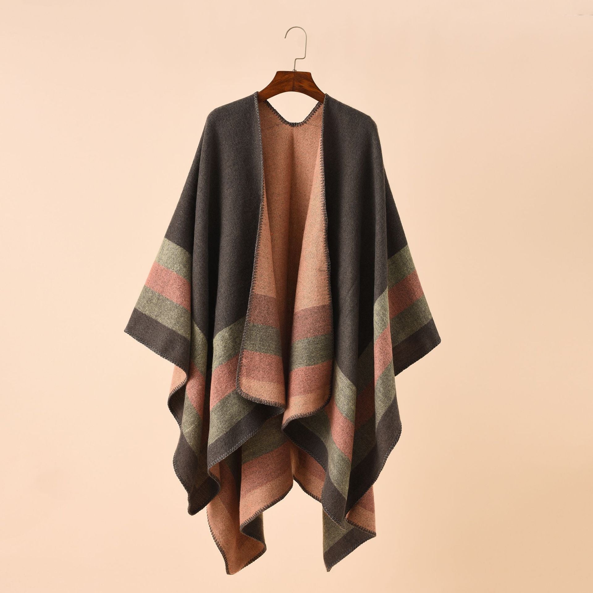 Double-sided Plaid Cashmere Shawl Coat