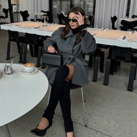 Polyester Women's Lace-up Button Trench Coat