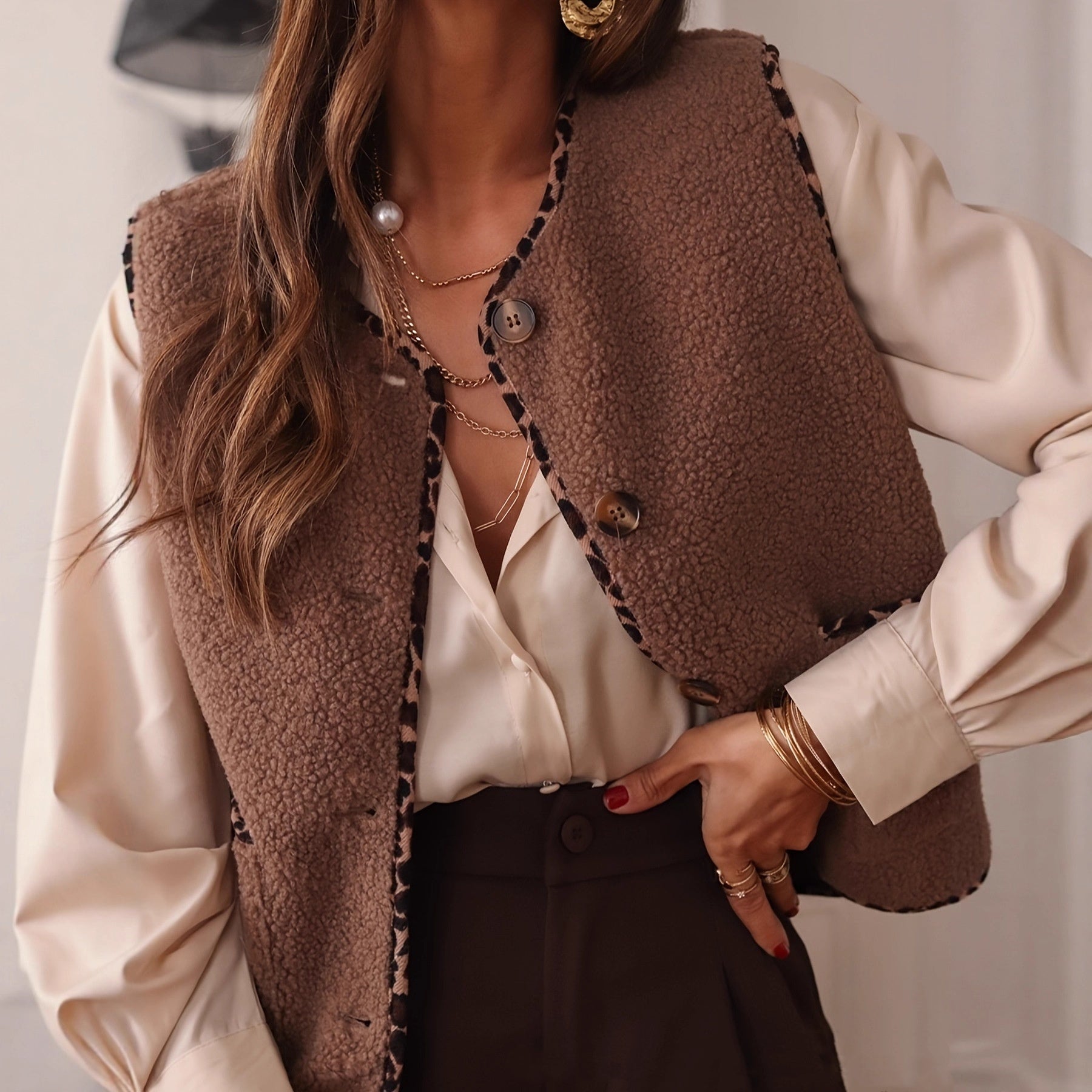 Ladies' Women's Lamb Wool Vest Fur Vest