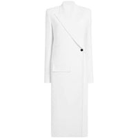 One Button Oblique Cut Extended Solid Color Long Sleeve Jacket Suit