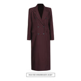 Pure Color All-matching Angola Red Long-cut Coat