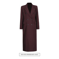 Pure Color All-matching Angola Red Long-cut Coat