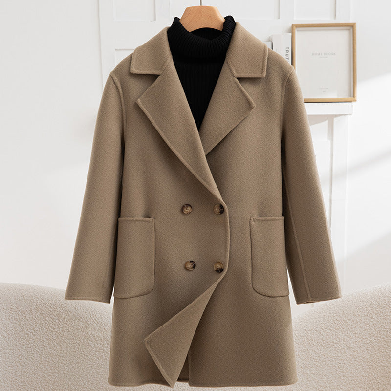 Fashion Double Breasted Woolen Coat Women