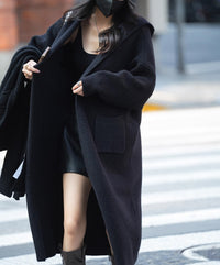 Long Knitted Cardigan Women's Sweater Hooded Trench Coat Coat