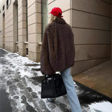 Fake Fur Coat Lapel Fashionable Warm