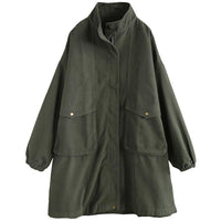 Loose Plus Size Workwear Windbreaker Female Art Jacket Long-sleeved