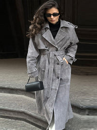 New Temperament Commute Double Breasted Mid-length Loose Woolen Coat