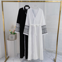 Elegant Cardigan Embroidered Muslim Dress Women's Robe