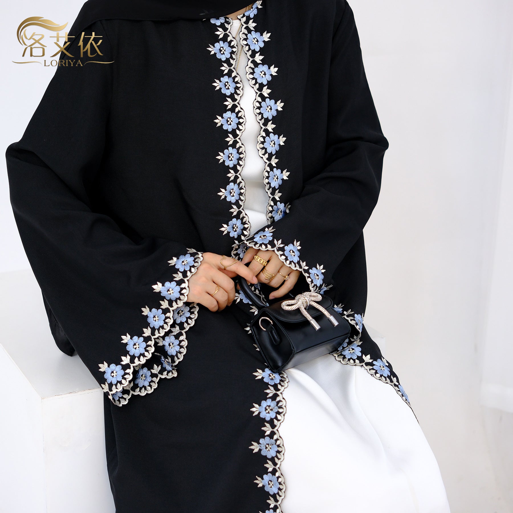 Dubai Flower Embroidered Cardigan Robe LR909