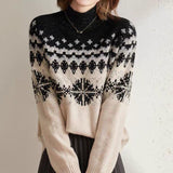 Snowflake Turtleneck Knitted Retro Loose Sweater