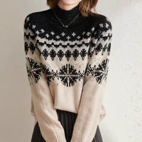 Snowflake Turtleneck Knitted Retro Loose Sweater