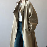 Long Section With A Stand Collar Trench Coat Women's Single-breasted Baggy Coat