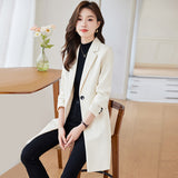 Black Mid-length Suit Trench Coat Coat For Women
