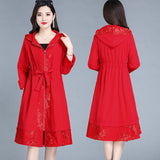 Elegant Trench Coat Women's Plus Size Coat Over The Knee Fashion